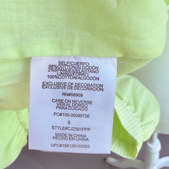 Copper Key Gingham Green Cropped Top with Puff Sleeves Size Small - Picture 10 of 11